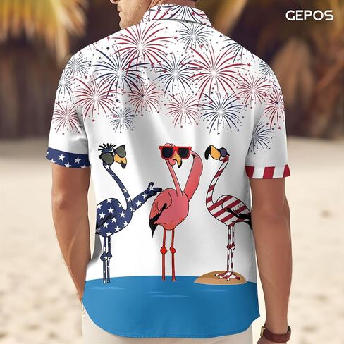 Bird Hawaiian Shirt, Tropical Bird Casual Print Button Shirt, Novelty Summer Gifts, Birthday Gifts in Kuwait