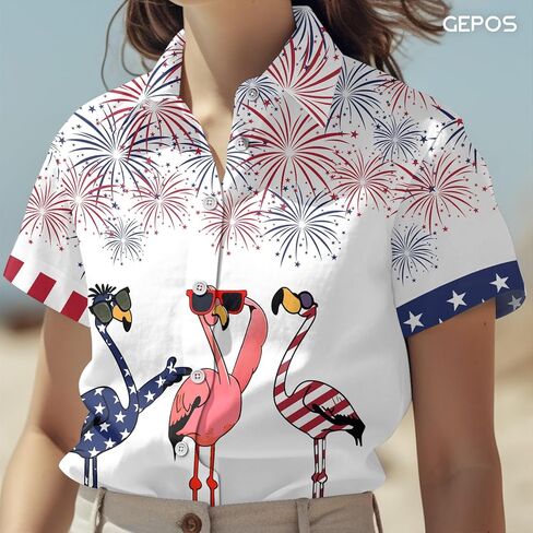 Bird Hawaiian Shirt, Tropical Bird Casual Print Button Shirt, Novelty Summer Gifts, Birthday Gifts in Kuwait