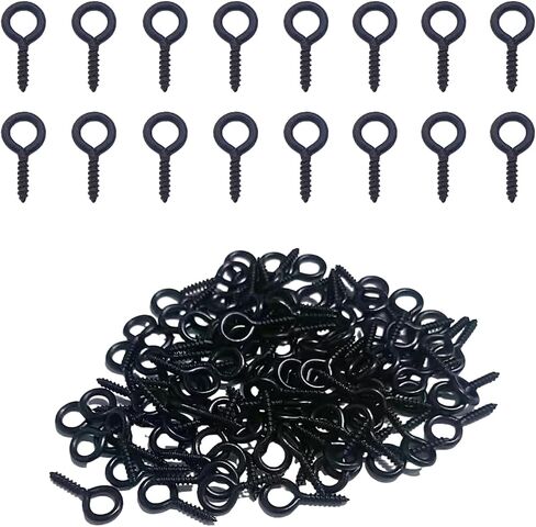 YXQ Mini Eye Hooks Metal Screws-in Ring 0.6-Inch Screw Eyes Self-Tapping Loop for DIY Jewelry Accessories(100Pcs,Black) in Saudi Arabia