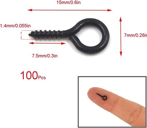 YXQ Mini Eye Hooks Metal Screws-in Ring 0.6-Inch Screw Eyes Self-Tapping Loop for DIY Jewelry Accessories(100Pcs,Black) in Saudi Arabia