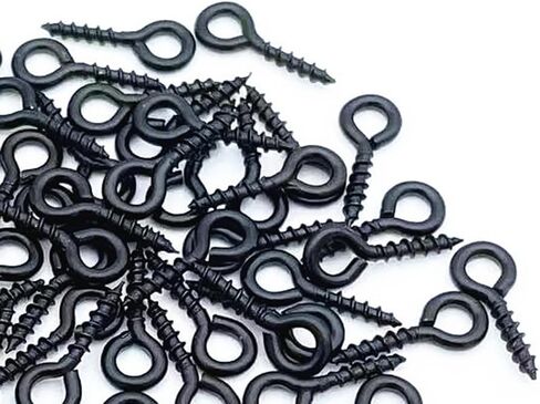 YXQ Mini Eye Hooks Metal Screws-in Ring 0.6-Inch Screw Eyes Self-Tapping Loop for DIY Jewelry Accessories(100Pcs,Black) in Saudi Arabia