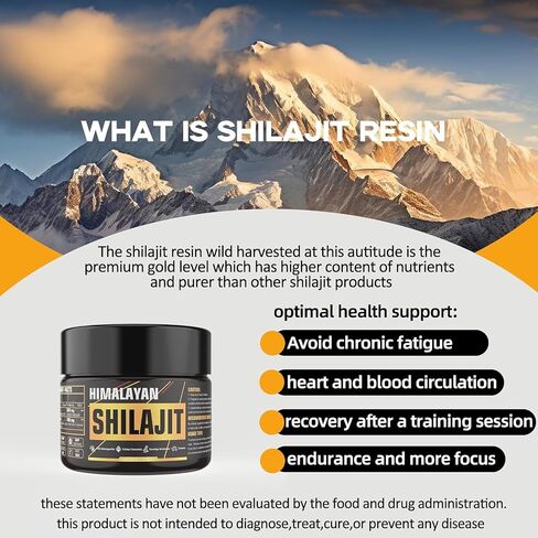 Shilajit Resin, Himalayan Shilajit, Shilajit for Men, 600mg Natural Authentic Pure Himalayan Organic Resin with 85+ Trace Minerals Golden Grade Shilajit Supplement or Energy Immune Support in Saudi Arabia