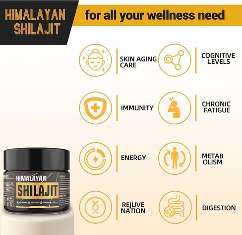 Shilajit Resin, Himalayan Shilajit, Shilajit for Men, 600mg Natural Authentic Pure Himalayan Organic Resin with 85+ Trace Minerals Golden Grade Shilajit Supplement or Energy Immune Support in Saudi Arabia