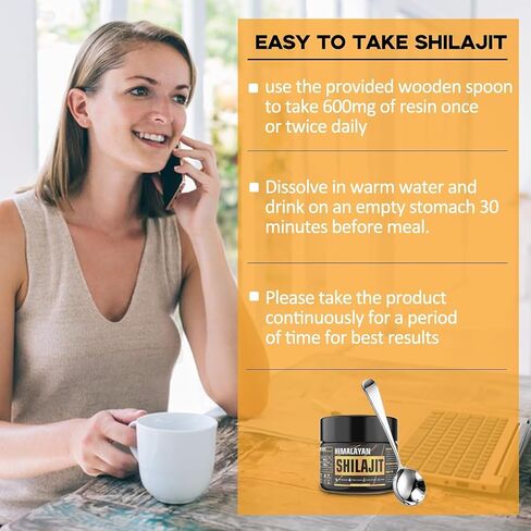 Shilajit Resin, Himalayan Shilajit, Shilajit for Men, 600mg Natural Authentic Pure Himalayan Organic Resin with 85+ Trace Minerals Golden Grade Shilajit Supplement or Energy Immune Support in Saudi Arabia