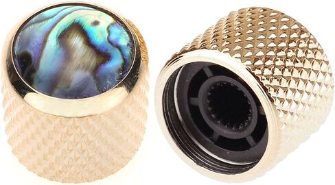 Musiclily Pro Traditional Metal Metric Size Abalone Top Dome Knobs for Fender Tele Telecaster Electric Guitar or Bass, Black (Set of 2) in Saudi Arabia