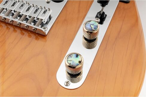 Musiclily Pro Traditional Metal Metric Size Abalone Top Dome Knobs for Fender Tele Telecaster Electric Guitar or Bass, Black (Set of 2) in Saudi Arabia