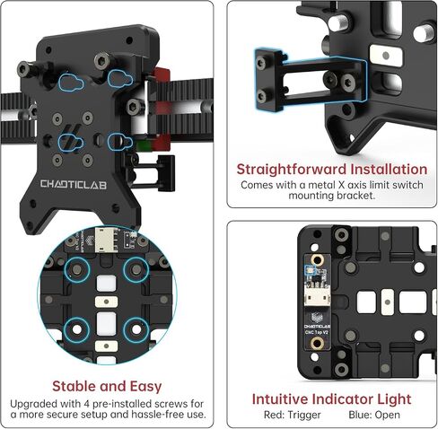 Voron Tap V2.0، مستشعر تسوية Voron CNC Tap لطابعات Voron2.4 R2 / Trident ثلاثية الأبعاد، جميع الآلات المعدنية باستخدام الحاسب الآلي، تدعم 5-24 فولت، فقط لمحور MGN12 X، أسود in Saudi Arabia