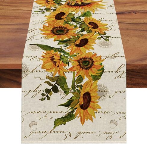 Seliem Fall Sunflower Placemats Set of 4, Spring Summer Yellow Floral Flowers Rustic Vintage Dining Table Place Mats, Eucalyptus Leaves Seasonal Kitchen Decor Home Decoration 12 x 18 Inch in Kuwait