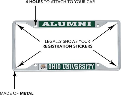Desert Cactus Ohio University License Plate Frame Bobcats Metal Car Tag Holder for Front or Back of Car Officially Licensed (Alumni) in Saudi Arabia