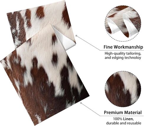 Linen Cow Print Table Runner 13x71 Inch Farmhouse Western Brown Black Cowhide Runners Table Decorations Rustic Coffee Table Runner for Home Kitchen Dining Room in Saudi Arabia