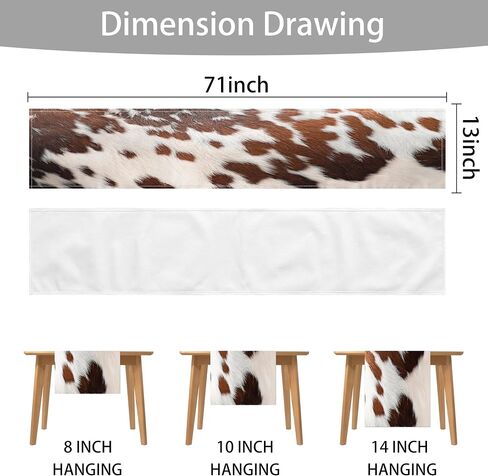 Linen Cow Print Table Runner 13x71 Inch Farmhouse Western Brown Black Cowhide Runners Table Decorations Rustic Coffee Table Runner for Home Kitchen Dining Room in Saudi Arabia