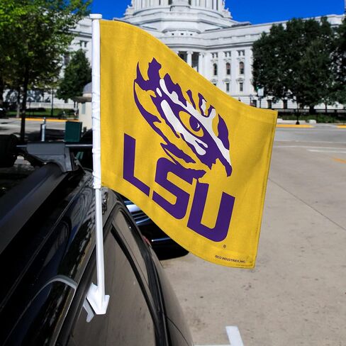 علم سيارة حصري مزدوج الجوانب من Rico Industries NCAA LSU Tigers - 40.64 سم × 48.26 سم - عمود قوي يتم تثبيته على السيارة/الشاحنة/السيارات in Saudi Arabia