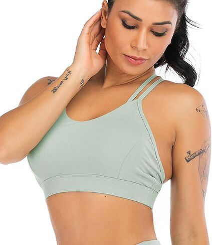 LUREME Strappy Sports Bra for Women Crisscross Back Low Impact Workout Yoga Bra with Removable Cups (sb000002) in Saudi Arabia