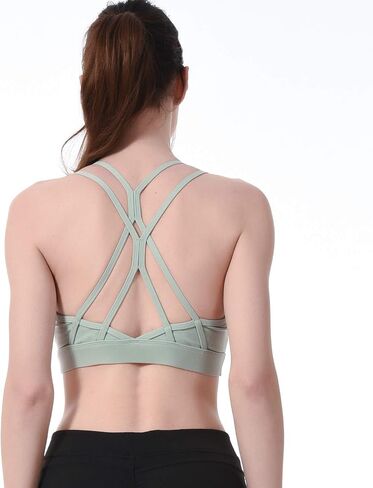 LUREME Strappy Sports Bra for Women Crisscross Back Low Impact Workout Yoga Bra with Removable Cups (sb000002) in Saudi Arabia