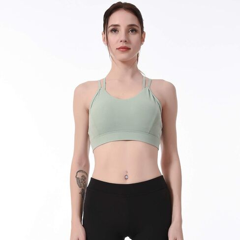 LUREME Strappy Sports Bra for Women Crisscross Back Low Impact Workout Yoga Bra with Removable Cups (sb000002) in Saudi Arabia