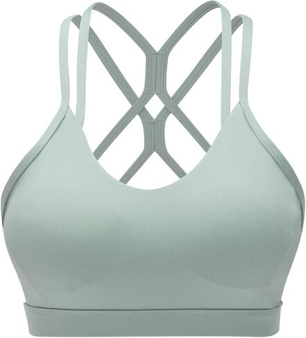 LUREME Strappy Sports Bra for Women Crisscross Back Low Impact Workout Yoga Bra with Removable Cups (sb000002) in Saudi Arabia