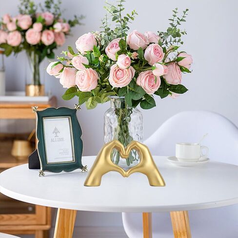DOVDOV Heart Hand Statues and Sculptures, Silver Room Home Decor for Office Living Room Coffee Table Dining Table Centre entryway Entrance TV Cabinet Tabletop Decor. in Saudi Arabia