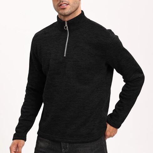 Wuneitk الرجال 1/4 الرمز البريدي الوقوف طوق الصوف البلوز سليم صالح كم طويل بلوزات عادية in Kuwait