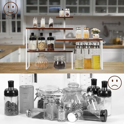 Kitchen Counter Shelf Organizer, 4-Tier Countertop Organizer with Hooks, Moveable Corner Shelf, Adjustable Organizer for Kitchen,Bathroom,Spice Rack,Coffee Area,Dresser Table in Saudi Arabia
