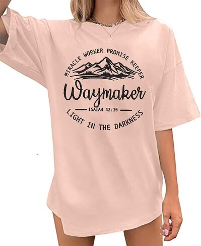 Oversized Christian Tshirt Women Waymaker Miracle Worker Promise Keeper Shirt Inspirational Graphic Jesus Faith Tee in Kuwait