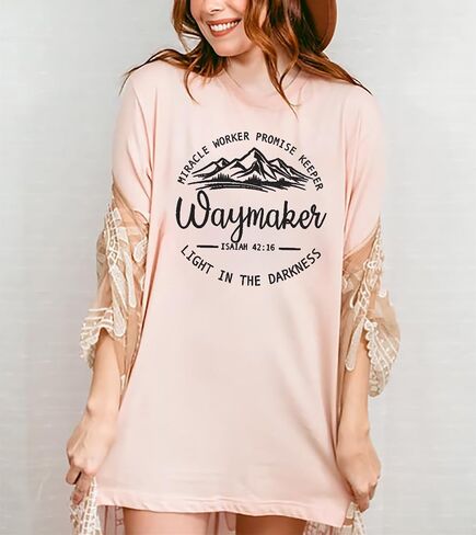 Oversized Christian Tshirt Women Waymaker Miracle Worker Promise Keeper Shirt Inspirational Graphic Jesus Faith Tee in Kuwait