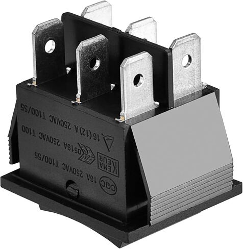 Rocker Switch ON-OFF-ON DPDT 6 Terminals 16A 250VAC Black 2Pack in Saudi Arabia