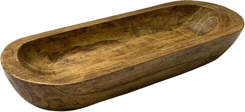 Hand carved Wooden Bowl, 17.8" Long x 6.1" Wide, Decorative Kitchen, Dining Room, Entryway, and Home Decor, Rustic Bowl Dough Style Wooden Centerpiece Holder, Long and Deep Storage in Saudi Arabia