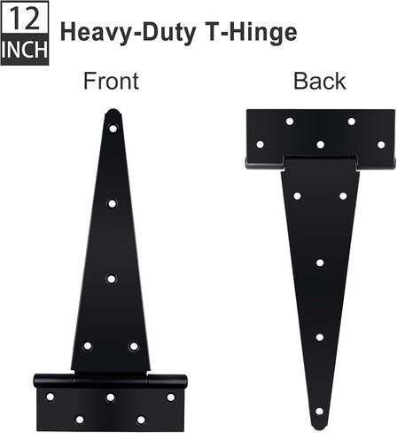 Black T-Strap Shed Door Hinges Heavy Duty, Barn Door Hinges with Screws, Tee Hinges for Wooden Fences, Yard, Patio Door, Wrought Hardware Iron Rustproof (4 Inch, 2 Pack/Set) in Saudi Arabia