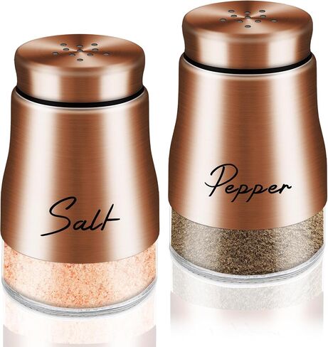 Salt and Pepper Shakers Set,5 oz Cute Glass Bottom Salt Shaker with Stainless Steel Lid for Kitchen Gadgets Black and White Christmas Kitchen Decor Wedding Housewarming Gift (Black + White) in Saudi Arabia