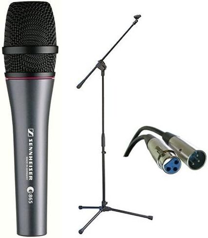 Sennheiser E865 Super-Cardioid Handheld Condenser Microphone with XLR-XLR Cable and Lightweight Boom Mic Stand in Saudi Arabia