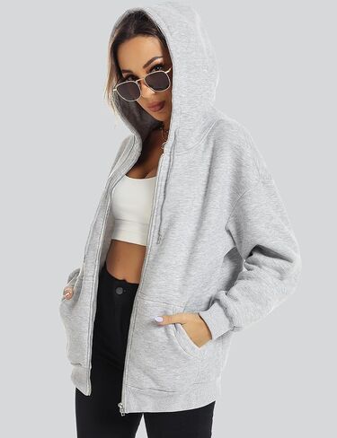 ROYLAMP 2024 Women's Oversized Zip Up Hoodies Sweatshirts Teen Girl Casual Fall Winter Drawstring Y2k Jackets with Pockets in Saudi Arabia