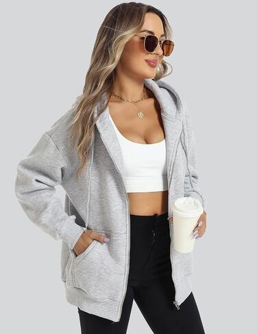ROYLAMP 2024 Women's Oversized Zip Up Hoodies Sweatshirts Teen Girl Casual Fall Winter Drawstring Y2k Jackets with Pockets in Saudi Arabia