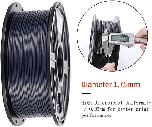 PLA Filament خيوط الطابعة ثلاثية الأبعاد من ألياف الكربون 1.75 مم 20% دقة أبعاد ألياف الكربون +/- 0.03 مم 1 كجم 2.2 رطل بكرة سوداء in Saudi Arabia