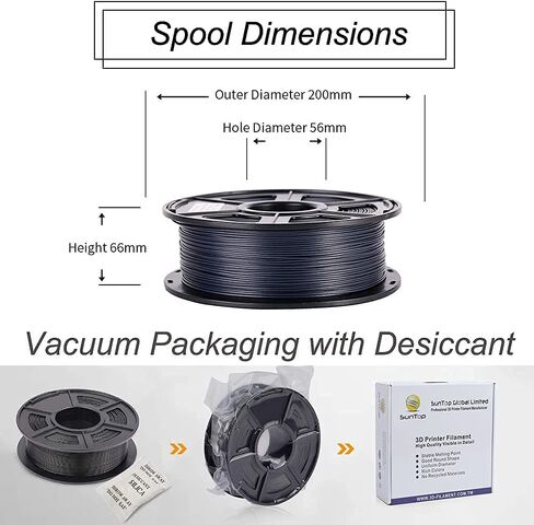 PLA Filament خيوط الطابعة ثلاثية الأبعاد من ألياف الكربون 1.75 مم 20% دقة أبعاد ألياف الكربون +/- 0.03 مم 1 كجم 2.2 رطل بكرة سوداء in Saudi Arabia