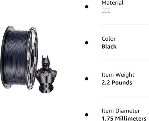 PLA Filament خيوط الطابعة ثلاثية الأبعاد من ألياف الكربون 1.75 مم 20% دقة أبعاد ألياف الكربون +/- 0.03 مم 1 كجم 2.2 رطل بكرة سوداء in Saudi Arabia