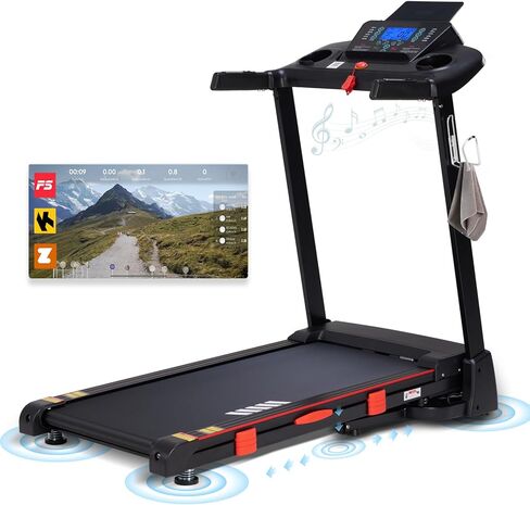 جهاز مشي مع ميل تلقائي، 18 بوصة جهاز مشي للمنزل، صغير الحجم، قابل للطي، سعة 350 رطل، ممتص للصدمات، 15% ميل تلقائي، 0.5-10 ميل في الساعة، 3 حصان، تطبيق بلوتوث للجري in Kuwait