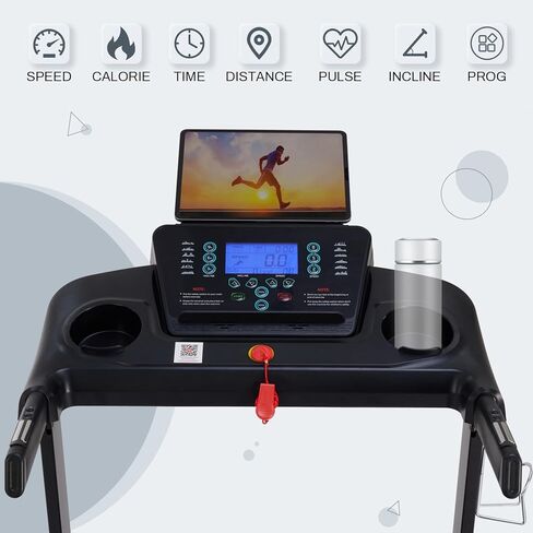 جهاز مشي مع ميل تلقائي، 18 بوصة جهاز مشي للمنزل، صغير الحجم، قابل للطي، سعة 350 رطل، ممتص للصدمات، 15% ميل تلقائي، 0.5-10 ميل في الساعة، 3 حصان، تطبيق بلوتوث للجري in Kuwait