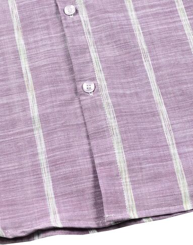 قمصان JOGAL الرجالية الكاجوال من القطن والكتان بأكمام قصيرة وأزرار سفلية مخططة للصيف والشاطئ in Kuwait