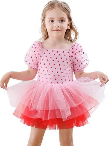 Toddler Girl Ballet Tutu Dress Short Sleeve Dance Leotard Square Neck Full Skirted Ballerina Costumes in Saudi Arabia