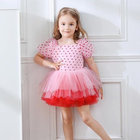 Toddler Girl Ballet Tutu Dress Short Sleeve Dance Leotard Square Neck Full Skirted Ballerina Costumes in Saudi Arabia