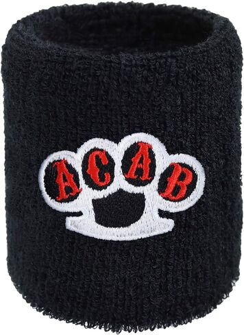 Outdoor Sweat Band for Wrist- Embroidered Biker Sweat Absorbent Wrist Band - Terrycloth Black Arm Band for Sport in Saudi Arabia