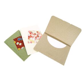 Japanese Premium Oil Blotting Papers, Assorted Yuzen Design Patterns, 300 sheets, 4.13 x 2.95 inches, Type C (Set of 3)