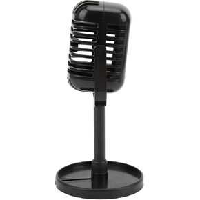 Retro Microphone Props Model, Vintage Prop Mic,Fake Plastic Microphone Stage Table Ornament for Halloween Wedding Birthday Party Decoration (Black)