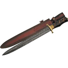 Szco Supplies Damascus Steel Exotic Braided Sword, Brown, 22 inches