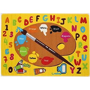 Mybecca Kids Rug Kids ABC Little Artist Area Rug Educational Alphabet Letter & Numbers 5' X 7' Childrens Area Rug - Non Skid Gel Backing (59" x 82")