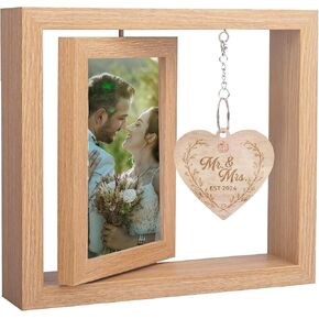 Wedding Gifts for Couples 2024,Rotating Mr and Mrs Wedding Frame 4x6,Cool Bridal Shower Gifts for Bride to Be,Double Sided Picture Frame Wedding Gifts,Engagement Gifts for Couples