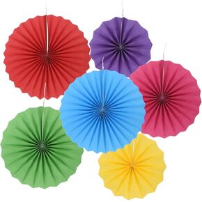 PATIKIL 8"/12"/16" Paper Fans Hanging Decoration, 6 in 1 Set Round Honeycomb Fans for Birthday Wedding Graduation Events Party, Colorful