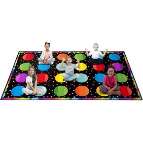 Booooom Jackson Classroom Rug Colorful Seating Classroom Carpet Elementary 16 Seats, Preshool Rug for School, Black Class Rug Classroom Area Rug Educational Rug (6.5 x 8.5 ft, BC007-Annulus1-Lite)