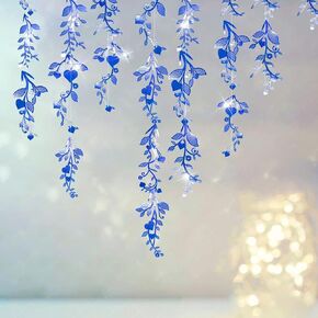 Cheerland Leaf Garlands Vines 24 pcs Royal Blue Decorations Spring Party Hanging Leaves Banner Backdrop Wall stcikers for Birthday Anniverasry Wedding Tea Party Decoration Supplies