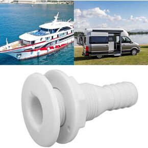 Qiilu Thru hull fitting 3/4 Boat Through Hull Connector 3/4in ABS Plastic Hose Coupling Drain Outlet Accessory(white)